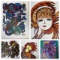 Group of MCM Colored Marker Drawings by German Artist Margaret Graf and Book About Her
