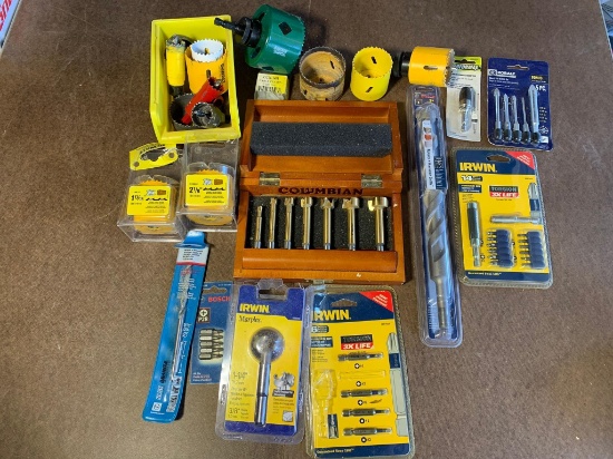 Irwin Magnetic Drive Guide Set, Irwin Forstner Bit, Bosch bit tip & Hole saw Items