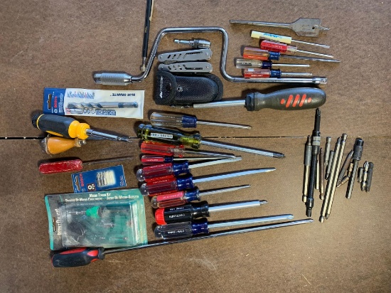 Group of Tools - Screwdrivers, Screwdriver Bits, Magnet, Multi-Tool & More