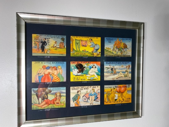 Framed display 1940s Humorous Postcards