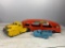 Vintage MARX Pressed Steel Car Hauler Truck with Vintage Wyandotte Stake Dump Truck