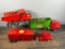 Group of Three Toy Trucks: Buddy-L Mack Dump, Structo Cattle Hauler, and Wyandotte Van Lines