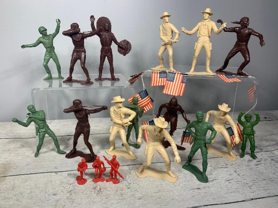 Vintage Group of MARX Cowboys and Indians Figurines and More