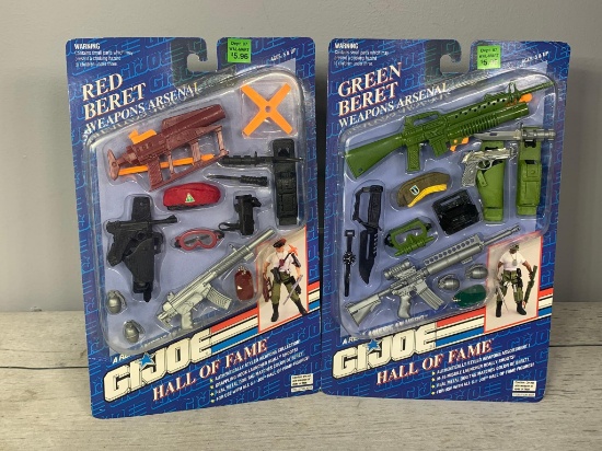 Group of Factory Sealed GI Joe Accessories: Red Beret Arsenal and Green Beret Arsenal