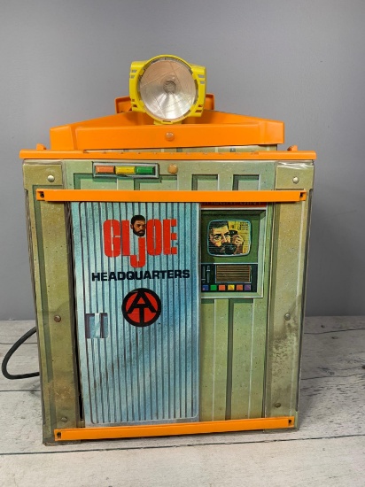 Vintage Tin Lithograph Hasbro GI Joe Headquarters Building With Accessories