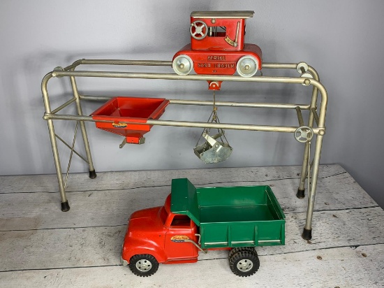 Vintage Tonka Toys Dump Truck Along With The Aerial Sand Loader Toy