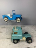 Vintage Diecast ERTL Sears Cabover Semi-Truck and a Tonka Jeep Toy
