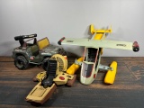 Group of Vintage GI Joe Action Team Vehicles Including Tonka Jeep, Avenger Pursuit Craft, Airboat