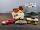 Group of Vintage Buddy-L Trucks and Ambulance and Die Cast Vehicles