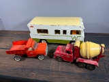 Group of Vintage Tonka Trucks and Winnebago Camper