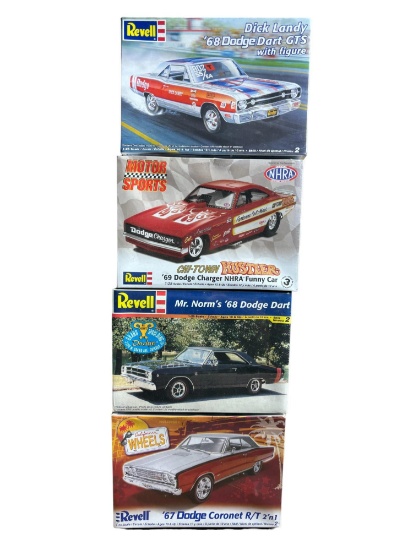 Four Revell Classic Car Plastic Model Kits - Dodge