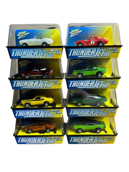 Group of Eight Johnny Lightning Thunderjet Slot Cars