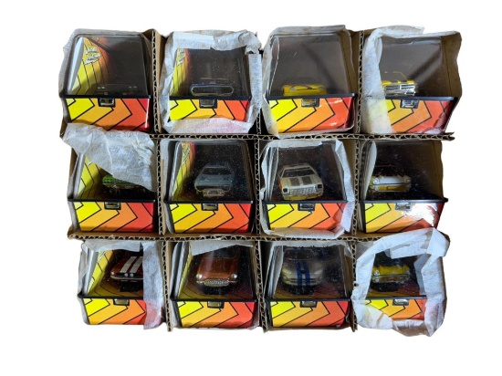Lot of 12 Johnny Lightning Traction Slot Cars with Shipping Box