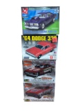 Four Classic Car Plastic Model Kits by Various Makers Dodge and Plymouth