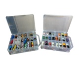 Two Plastic Cases of Slot Cars and Slot Car Bodies