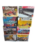 Group of Eight Plastic Model Kits - Revell, Monogram, AMT and More Makers Classic and Race Cars