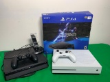 Sony Playstation 4 and an XBox One S Game Systems with Controllers