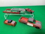 Group of Vintage Tootsietoy Pressed Steel Trucks and Trailer