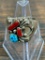 Vintage Native American Sterling Silver Ring Turquoise, Coral Signed Rydell Billie