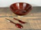 Vintage Mid-Century Web Silver Co. Mahogany Salad Bowl Set