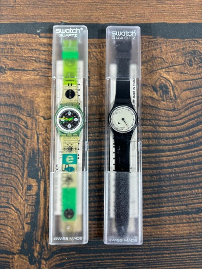 Pair of Vintage Swatch Watches; Turnover and Solar