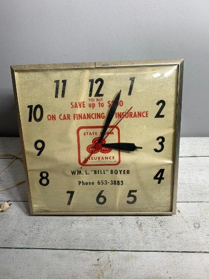 Vintage State Farm Insurance Advertising Clock