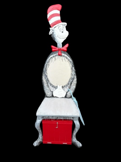 Artist Made Dr. Seuss Cat in the Hat Chair w/Figures 65" high