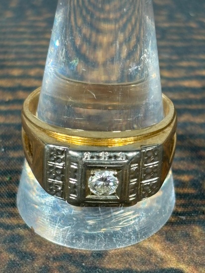 Men's 14k Gold & Diamond Ring Size 12 - 9.1 Grams