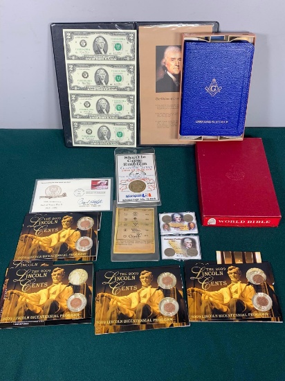 Group Lot Bank Notes, Mint Coins and more