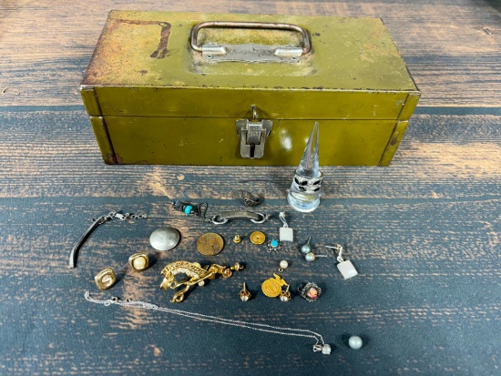 26.53 grams sterling silver + Gold, costume jewelry