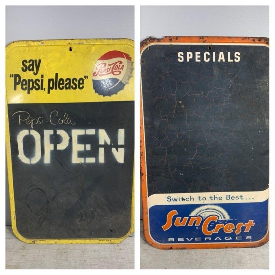 Vintage Sun Crest Plus Vintage Pepsi Chalkboard Sign