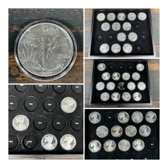Large Lot 44 Walking Liberty Silver Dollar Coins Many Cameos