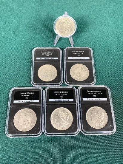 Group Lot of 6 Silver Dollar Coins Morgan