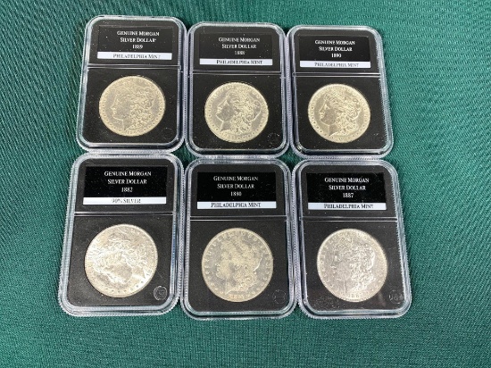 Group Lot of 6 Silver Morgan Dollar Coins