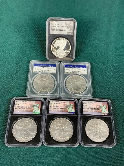 Group Lot of 6 Silver Dollar Coins