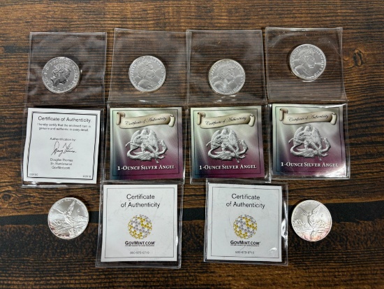 Group Lot of 6 Silver Coins 1 Oz Each Canadian - Mexican