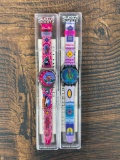 Pair of Vintage 1992 Swatch Watches; Sari and Taj Mahal India