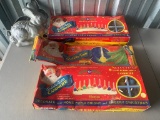 Three Boxes of Bubble Lite Christmas Candoliers and Lights and a Bunny Chocolate Mold