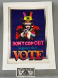 1972 Rip-Off Press McDope  Register to Vote Poster and Promotional Currency Note.