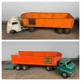 Pair of Vintage Structo Pressed Steel Hauling Trucks
