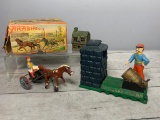 Vintage Cast Iron Mechanical and Still Bank and Cast Iron Horse and Sulky