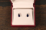 Sapphire & Diamond Earrings 14k gold 1.7 grams