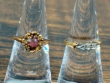 Two antique gold rings 14k and 10k