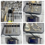 Group Lot of Vintage Flatware including Stainless, Silver Plate and More