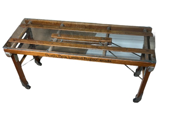 Beatty Brothers Folding Wash Tub Table with Glass Top
