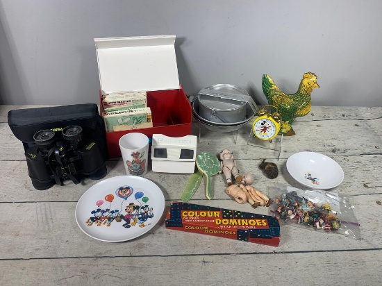 Large Group of Vintage Items including Disney, View Master, Binoculars and More