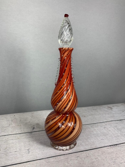 Vintage 1960s Ercole Barovier Striato Murano Art Glass Decanter with Stopper