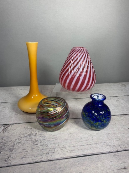 Group of Four Vintage Art Glass Vases