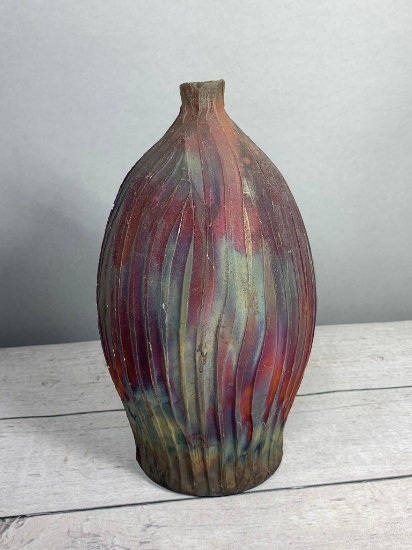 Vintage Studio Pottery Scratch Vase Signed BJ On Bottom