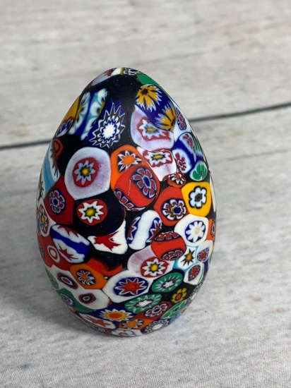 Vintage Murano Millefiori Egg Shape Paperweight